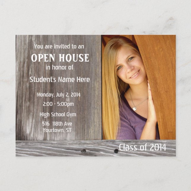 Barn Wood Open House Invitation Postcard (Front)