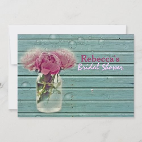 barn wood peony country bridal shower tea party personalized invitation