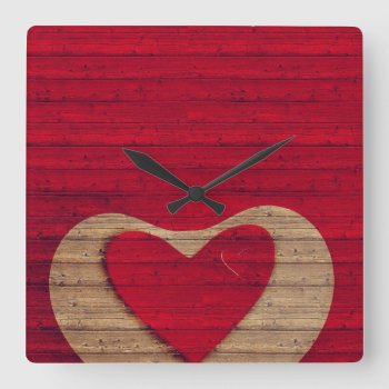 Barn Wood - Red  Tan - Clock by RMJJournals at Zazzle