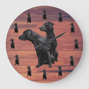 Barn Wood Rustic Black Labrador Retriever Large Clock