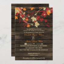 Barn Wood Rustic Fall Leaves Wedding invitations