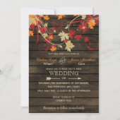 Barn Wood Rustic Fall Leaves Wedding invitations (Front)