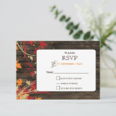 Barn Wood Rustic Fall Leaves Wedding rsvp (Standing Front)