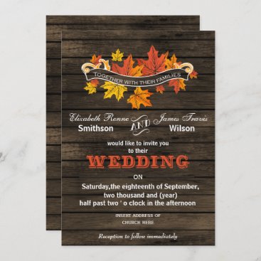 Barn wood Rustic Fall wedding invitations