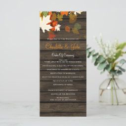 Barn Wood Rustic Fall Wedding programs | Zazzle