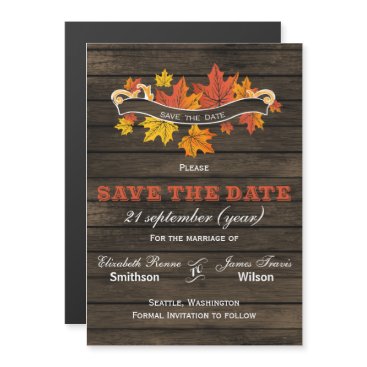 Barn wood Rustic Fall wedding save the date Magnetic Invitation