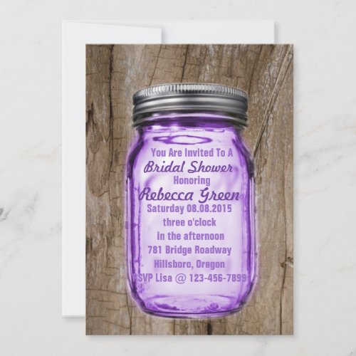 burlap country rustic mason jar bridal shower custom invites
