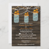 Barn wood Rustic mason jar Fall wedding invitation (Front)