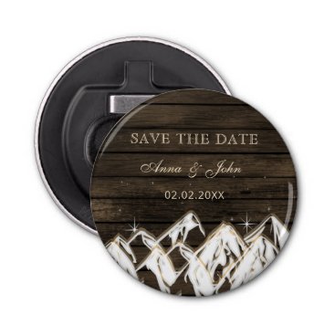 Barn wood Rustic Mountains Save the  Date Bottle Opener