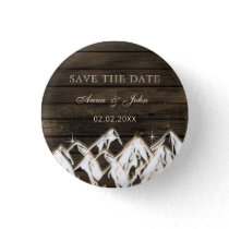 Barn wood Rustic Mountains Save the  Date Button