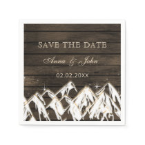Barn wood Rustic Mountains Save the  Date Napkins
