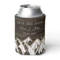 Barn wood Rustic Mountains Save the  Date Photo Can Cooler