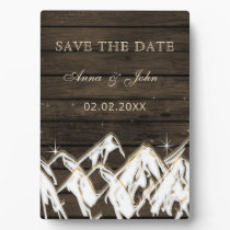 Barn wood Rustic Mountains Save the  Date Plaque