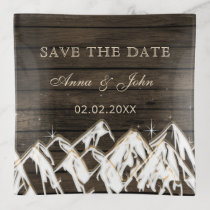 Barn wood Rustic Mountains Save the  Date Trinket Tray