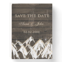 Barn wood Rustic Mountains Save the  Date Wooden Box Sign
