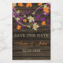 Barn Wood Rustic Plum Fall Leaves Save The Date Food Label