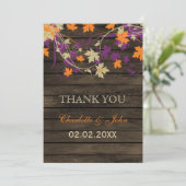 Barn wood Rustic plum fall wedding Thank You (Standing Front)