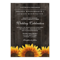 Barn Wood   Rustic Sunflower Wedding Invitations