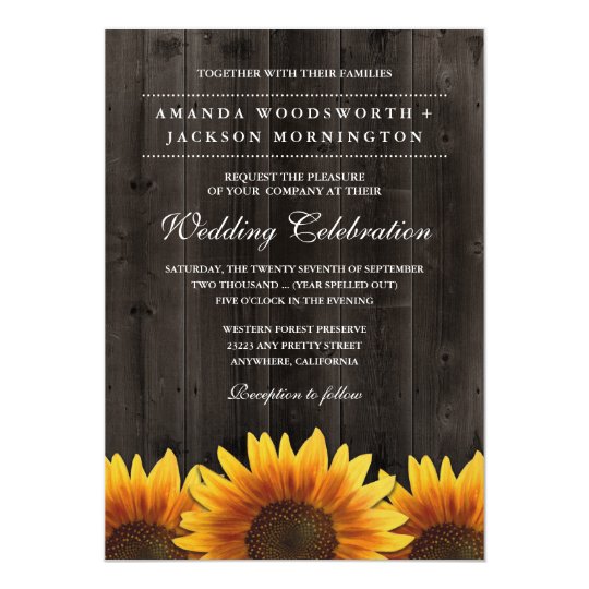 barn wood rustic sunflower wedding invitations zazzle com