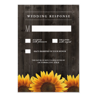 Barn Wood Rustic Sunflower Wedding RSVP Cards