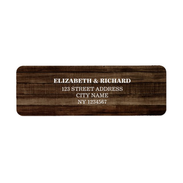 Barn Wood Rustic Wedding Label (Front)