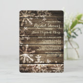 Barn Wood Snowflakes Rustic Winter Bridal Shower Invitation (Standing Front)