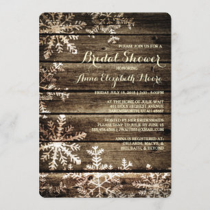 Barn Wood Snowflakes Rustic Winter Bridal Shower Invitation