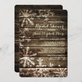 Barn Wood Snowflakes Rustic Winter Bridal Shower Invitation (Front/Back)