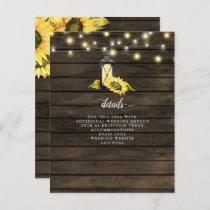 Barn Wood String Lights Sunflowers Lantern Wedding Enclosure Card