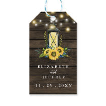 Barn Wood String Lights Sunflowers Wedding Gift Tags