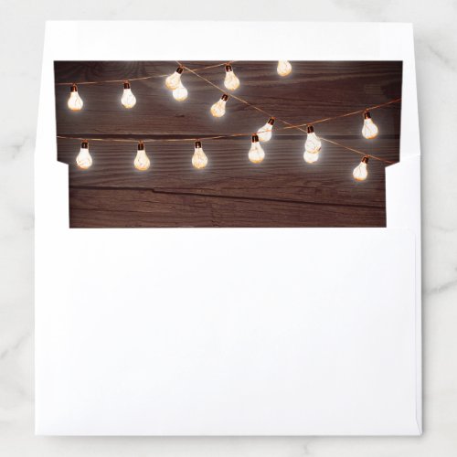 Barn Wood String Lights Wedding Envelope Liner