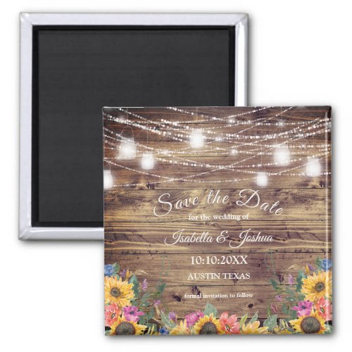 Barn Wood  String of Lights  Save The Date Magnet