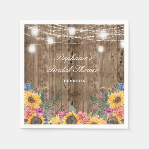Barn Wood   Sunflower Bridal Shower Napkins