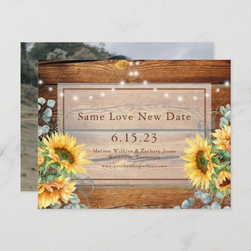 Barn Wood Sunflower Photo Change the Date  Save Th Save The Date