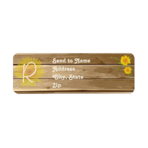 Barn Wood Sunflowers and Vintage Lace Monogram Label