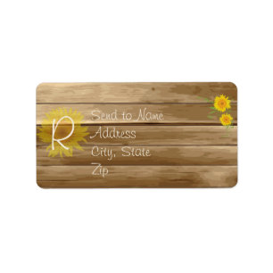 Barn Wood Sunflowers and Vintage Lace Monogram Label
