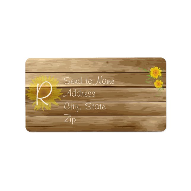 Barn Wood Sunflowers and Vintage Lace Monogram Label (Front)