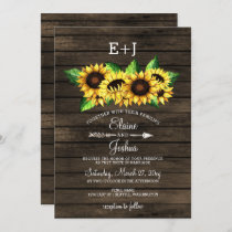 barn wood Sunflowers Country Rustic Wedding Invitation