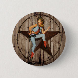 Barn Wood Texas Star western country Cowgirl Button