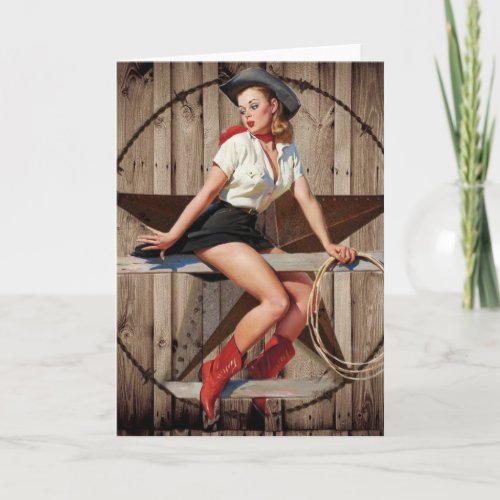 Barn Wood Texas Star western country Cowgirl Card