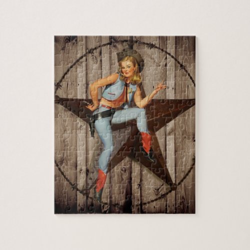 Barn Wood Texas Star western country Cowgirl Jigsaw Puzzle