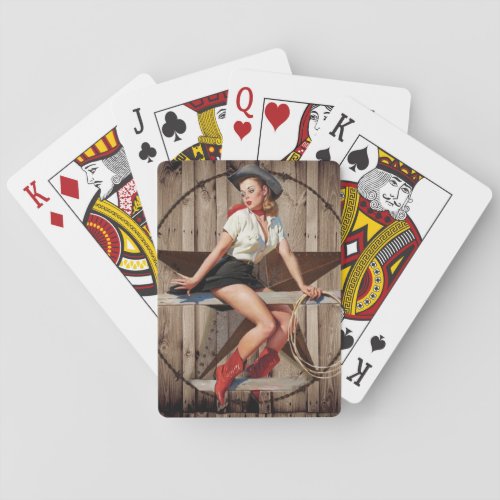 Barn Wood Texas Star western country Cowgirl Poker Cards