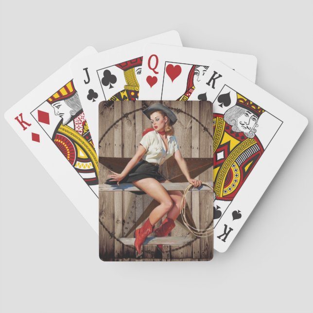 Barn Wood Texas Star western country Cowgirl Poker Cards (Back)