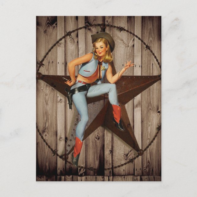Barn Wood Texas Star western country Cowgirl Postcard (Front)
