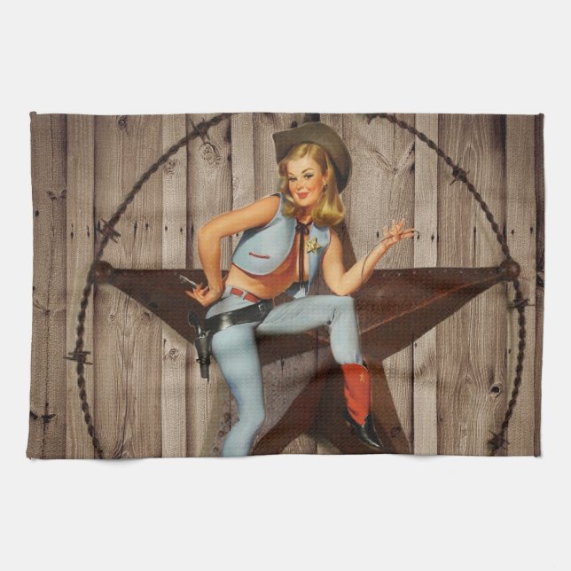 Barn Wood Texas Star western country Cowgirl Towel (Horizontal)