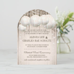 Barn Wood Under the Stars Wedding Paper Lantern Invitation