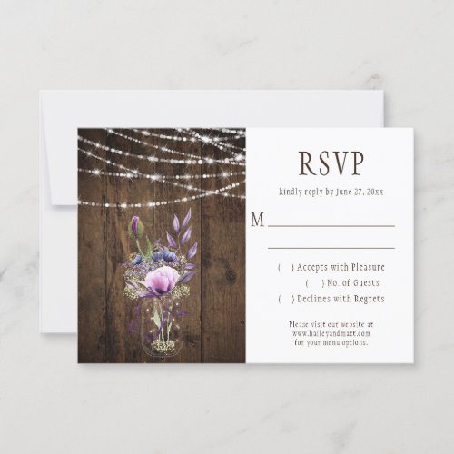 Barn Wood Violet Lavender Flowers Mason Jar RSVP