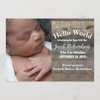 barn wood western country Baby Birth Announcement