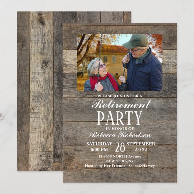 barn wood western country rustic Retirement Party Invitation (Front/Back)