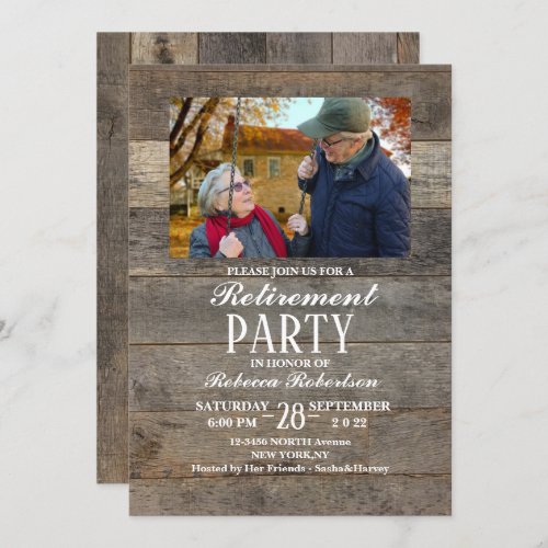 barn wood western country rustic Retirement Party Invitation